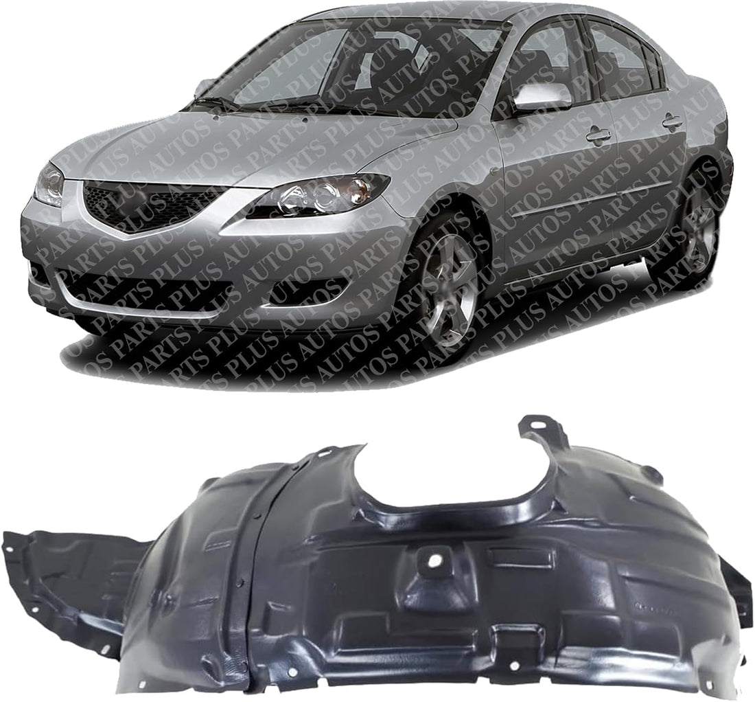 Front Fender Liner Left Driver Side Direct Replacement Compatible With 2004-2006 Mazda 3 MA1248125 BP4K56140H