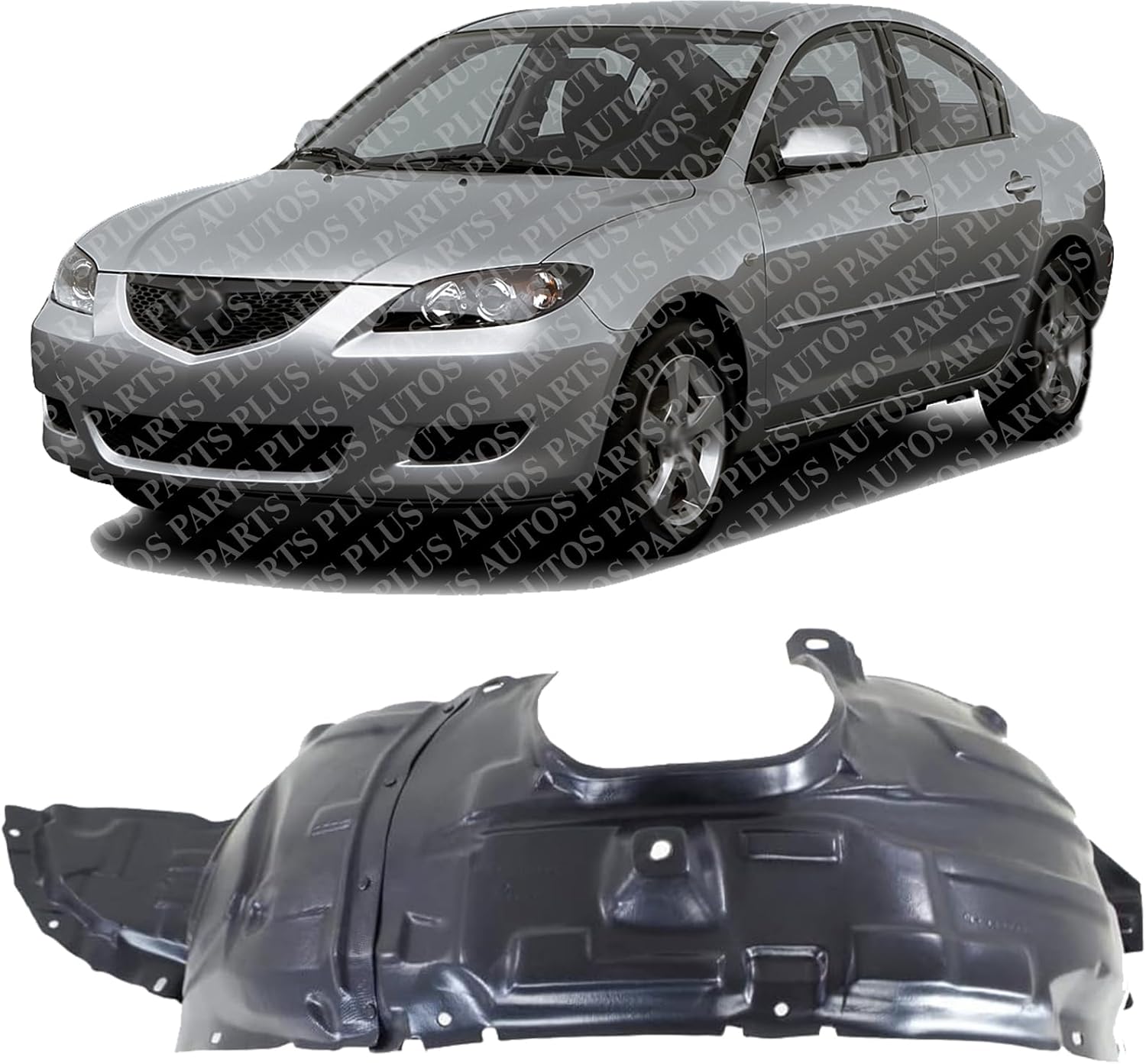 Front Fender Liner Left Driver Side Direct Replacement Compatible With 2004-2006 Mazda 3 MA1248125 BP4K56140H
