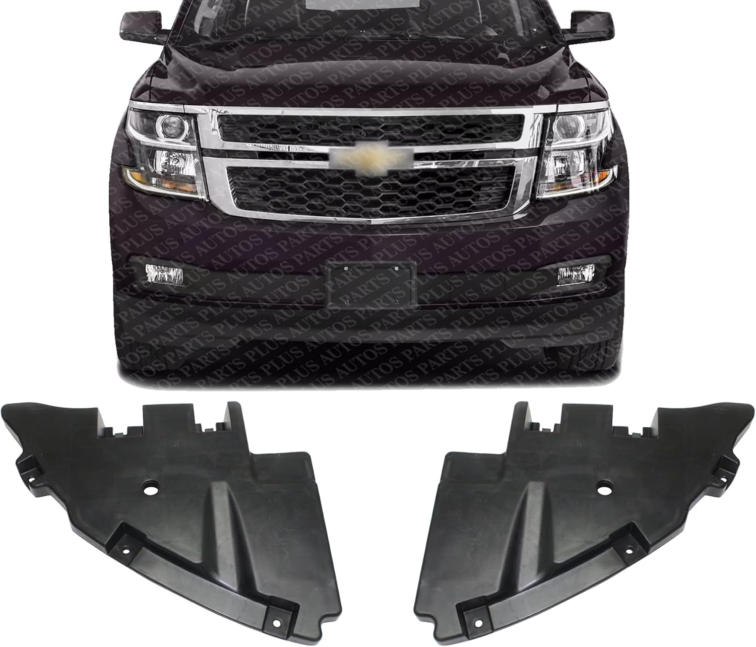 Set Of 2 Front Bumper Filler Plastic Left Driver & Right Passenger Side Direct Replacement Compatible With 2015-2020 Chevrolet Suburban GM1088182 GM1089182 22936500 22936499