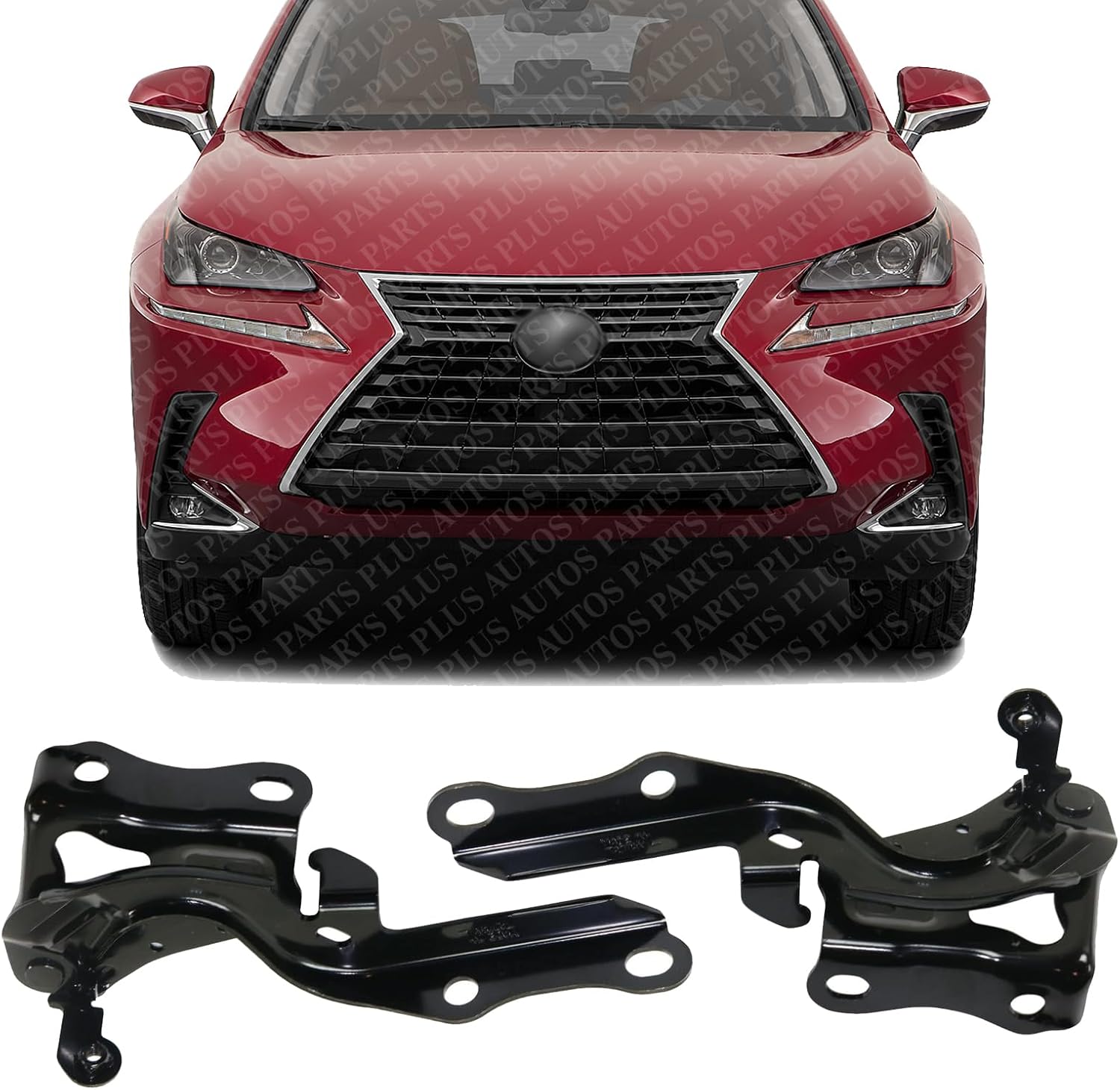 Set Of 2 Front Hood Hinge Steel Left Driver & Right Passenger Side Direct Replacement Compatible With 2015-2021 Lexus NX300h / NX200t / NX300 LX1236147 LX1236146 5341078030 5342078030