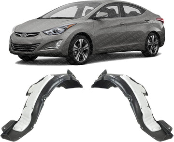 Set of 2 Front Fender Liner Right Passenger & Left Driver Side Direct Replacement Compatible with 2014-2016 Hyundai Elantra HY1249137 HY1248137 868123Y500 868113Y500