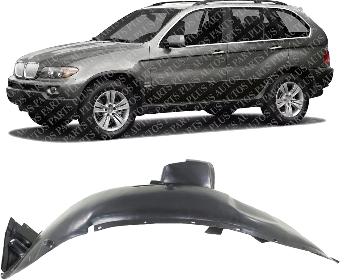 Front Fender Liner Left Driver Side Direct Replacement Compatible With 2000-2006 BMW X5 BM1250113 51717129443