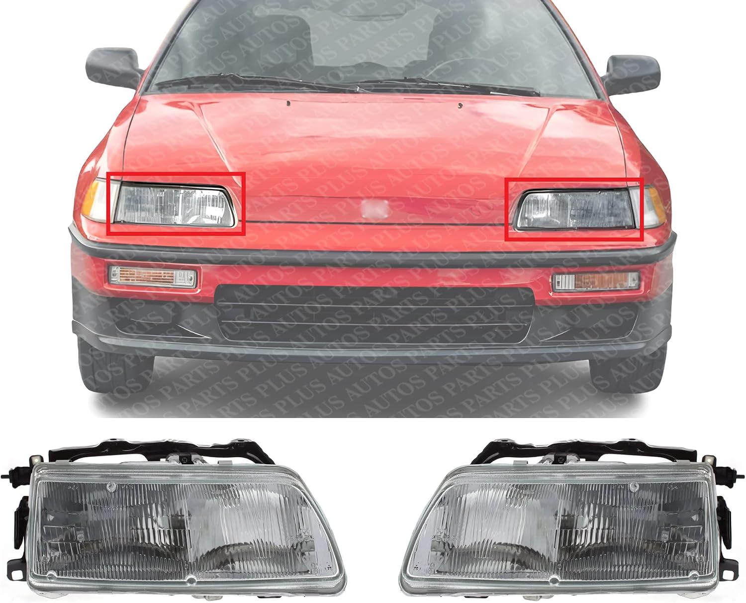 Front Headlight Assembly Halogen Right Passenger & Left Driver Side Direct Replacement Compatible With 1990-1991 Honda CRX/Civic HO2502102 HO2503102 33150SH3A05 33100SH3A05