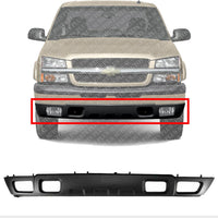 Front Bumper Lower Valance Air Deflector Textured Black with Fog Light & Tow Hook Holes Direct Replacement For 2002-2006 Avalanche / 2003-2006 Chevrolet Silverado 1500 2500HD 3500
