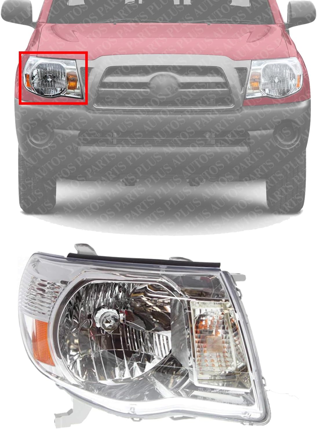 Front Head Light Assembly Right Passenger Side Direct Replacement Compatible With 2005-2011 Toyota Tacoma TO2503157 8111004163