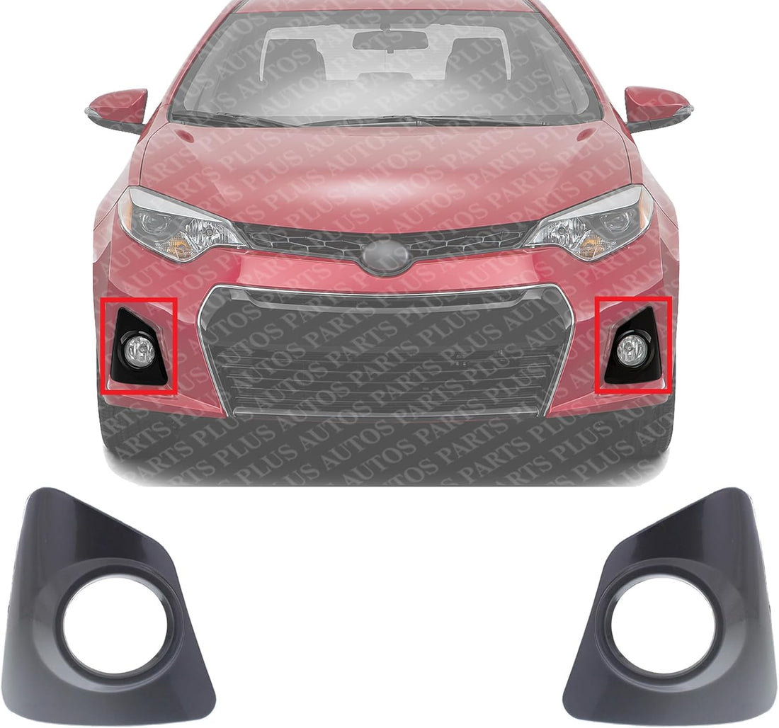 Set Of 2 Front Fog Light Molding Primed Plastic Right Passenger & Left Driver Side Direct Replacement Compatible With 2014-2016 Toyota Corolla TO1039172 TO1038172 8148102480