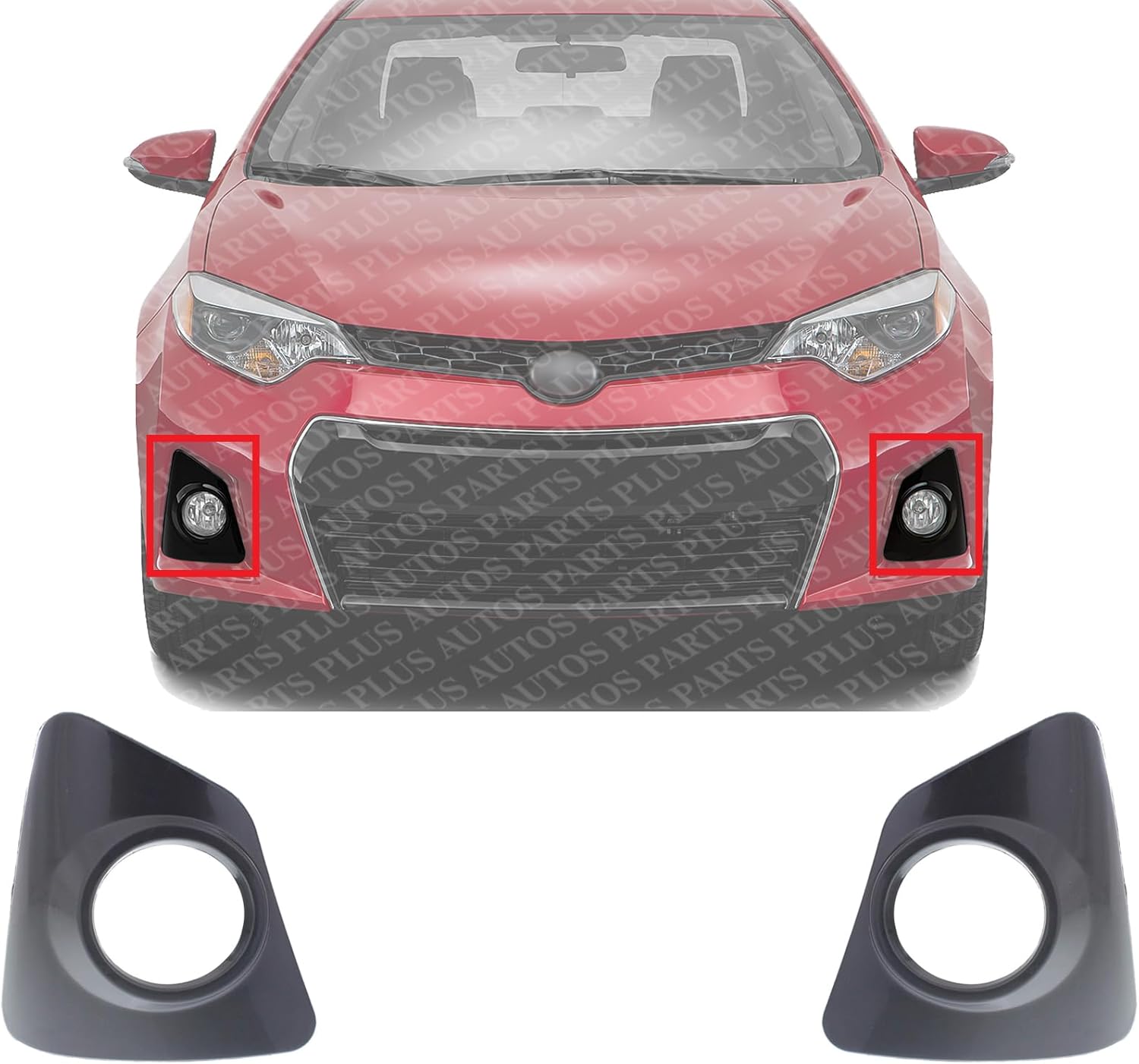 Set Of 2 Front Fog Light Molding Primed Plastic Right Passenger & Left Driver Side Direct Replacement Compatible With 2014-2016 Toyota Corolla TO1039172 TO1038172 8148102480