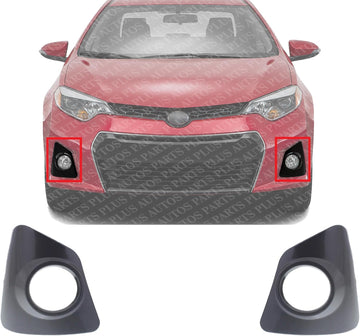 Set Of 2 Front Fog Light Molding Primed Plastic Right Passenger & Left Driver Side Direct Replacement Compatible With 2014-2016 Toyota Corolla TO1039172 TO1038172 8148102480