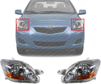 Set Of 2 Front Headlight Lens And Housing Right Passenger & Left Driver Side Direct Replacement Compatible With 2007-2011 Toyota Yaris TO2518120 TO2519120 8117052A80 8113052A90