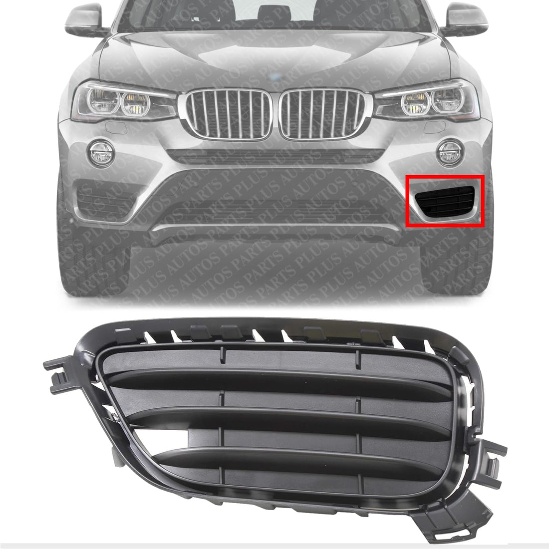 Front Bumper Outer Grille Left Driver Side Direct Replacement Compatible With 2015-2017 BMW X3 BM1038174 51117338513