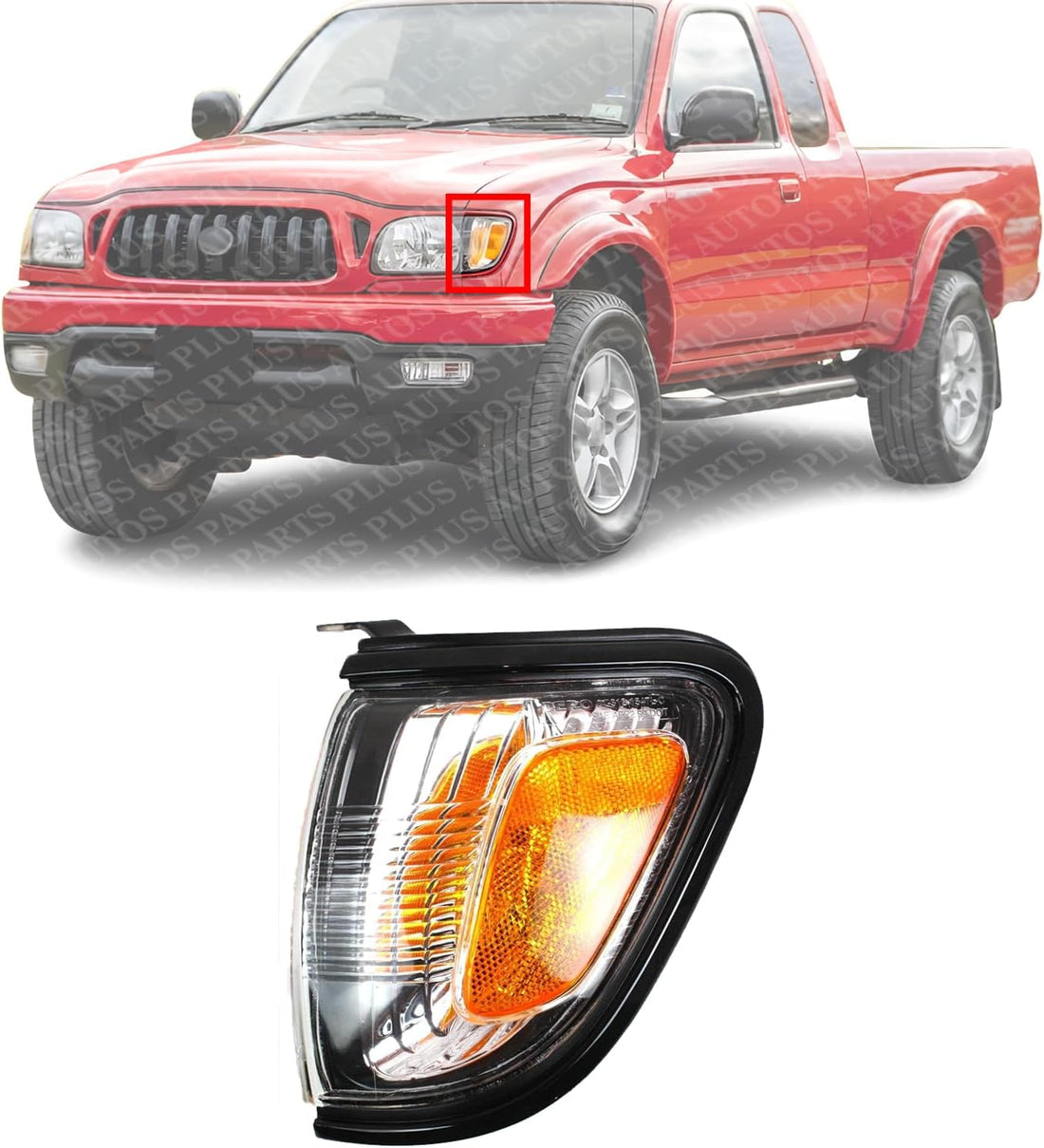 Front Corner Light Assembly With Black Trim Left Driver Side Direct Replacement Compatible With 2001-2004 Toyota Tacoma TO2520163 8162004090C0