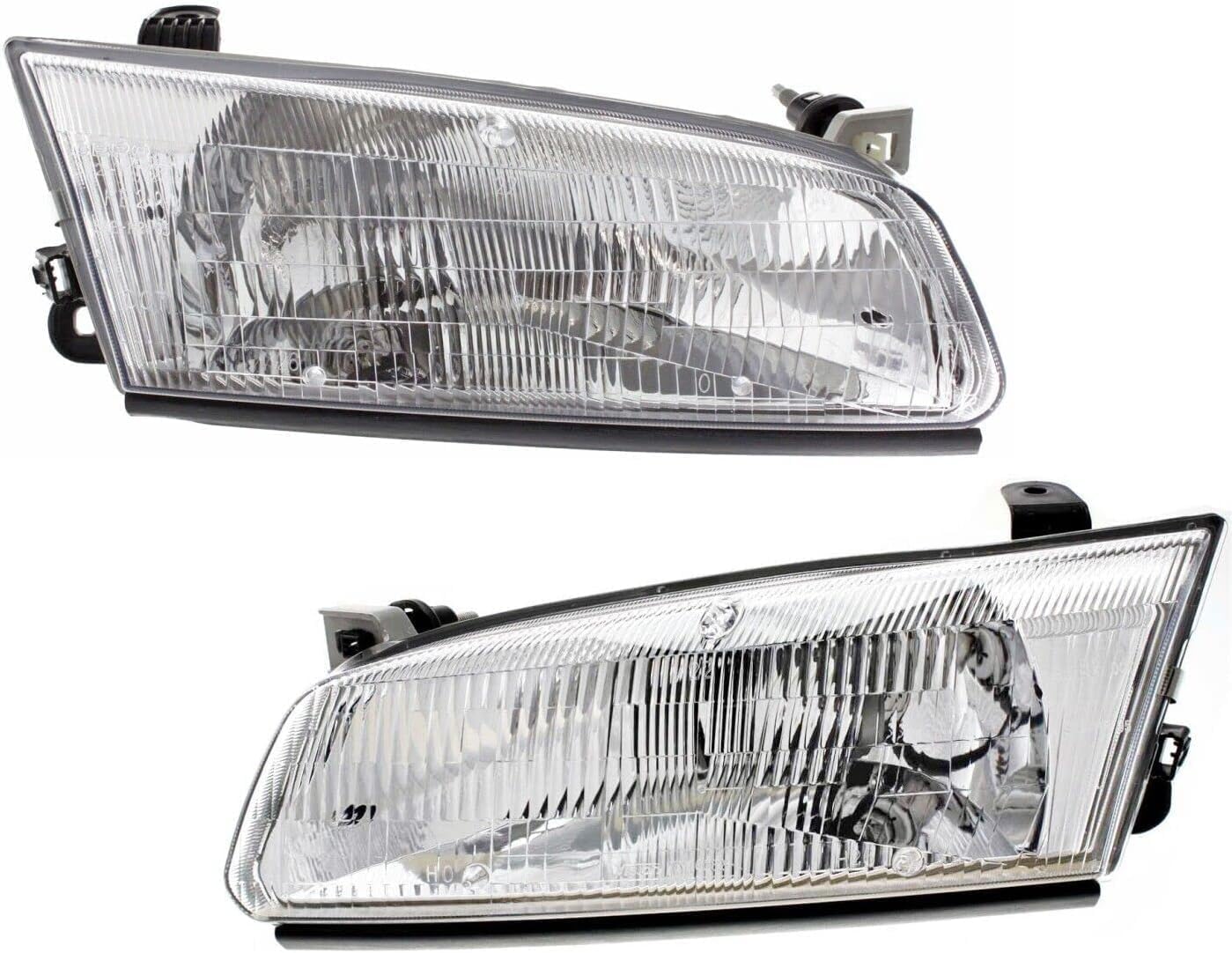 Front Head Lights + Corner Lamps Plastic Left Driver & Right Passenger Side Direct Replacement Compatible With 1997-1999 Toyota Camry TO2502117 TO2503117 TO2531126 TO2530126
