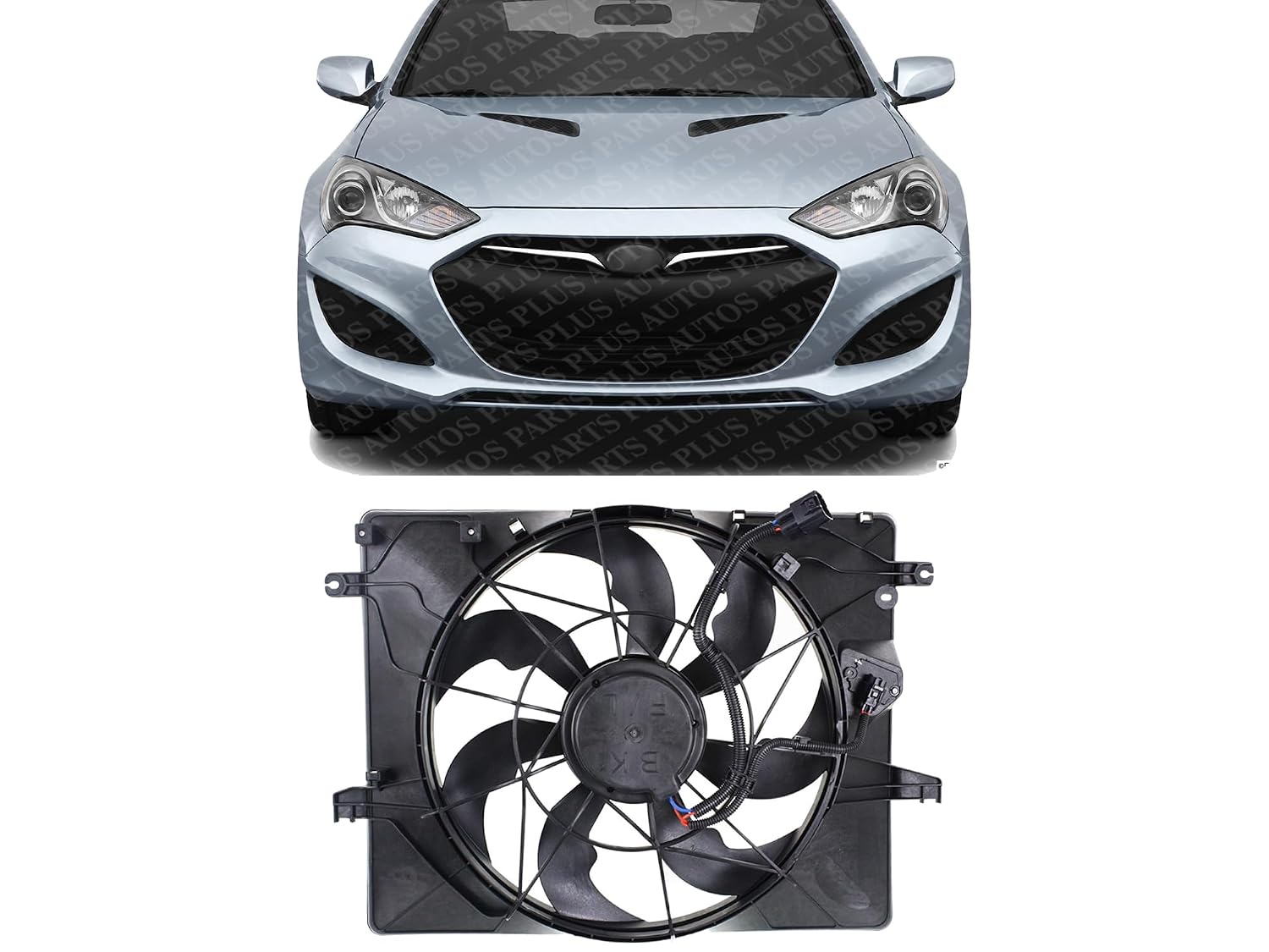 Front Radiator Single Fan Assembly Direct Replacement Compatible with 2013-2014 Hyundai Genesis HY3115147 253802M500