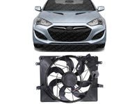 Front Radiator Single Fan Assembly Direct Replacement Compatible with 2013-2014 Hyundai Genesis HY3115147 253802M500