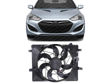 Front Radiator Single Fan Assembly Direct Replacement Compatible with 2013-2014 Hyundai Genesis HY3115147 253802M500