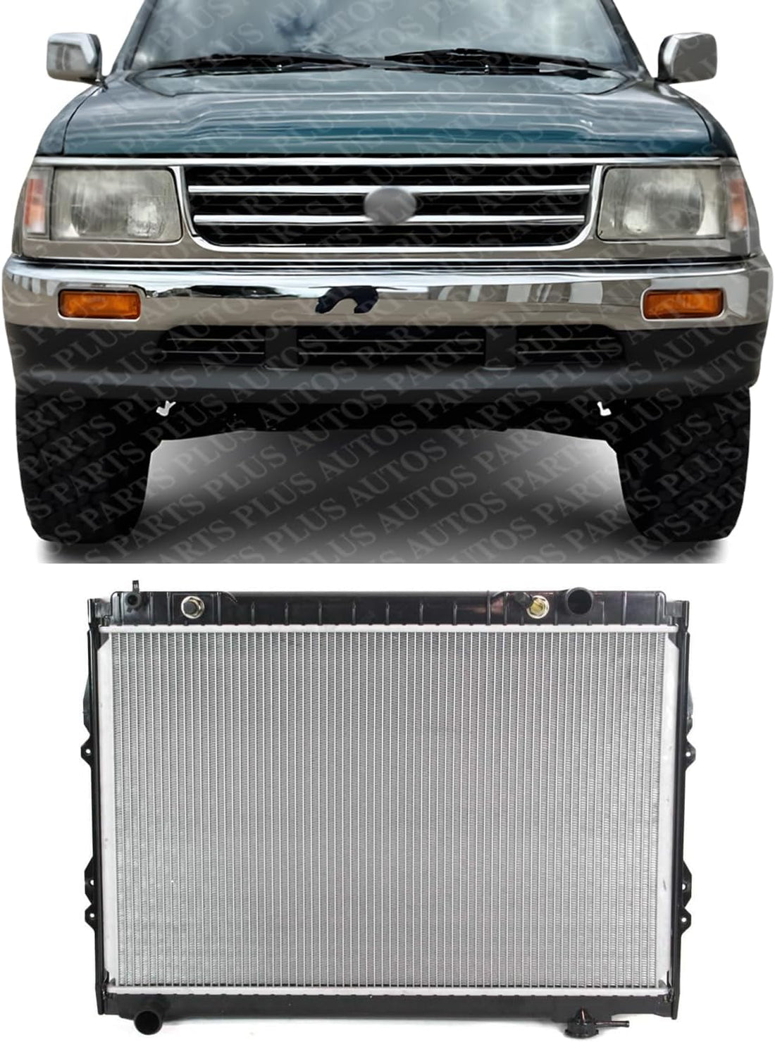 Front Radiator Aluminum Core Direct Replacement Compatible With 1993-1998 Toyota T100 TO3010189 164100W051