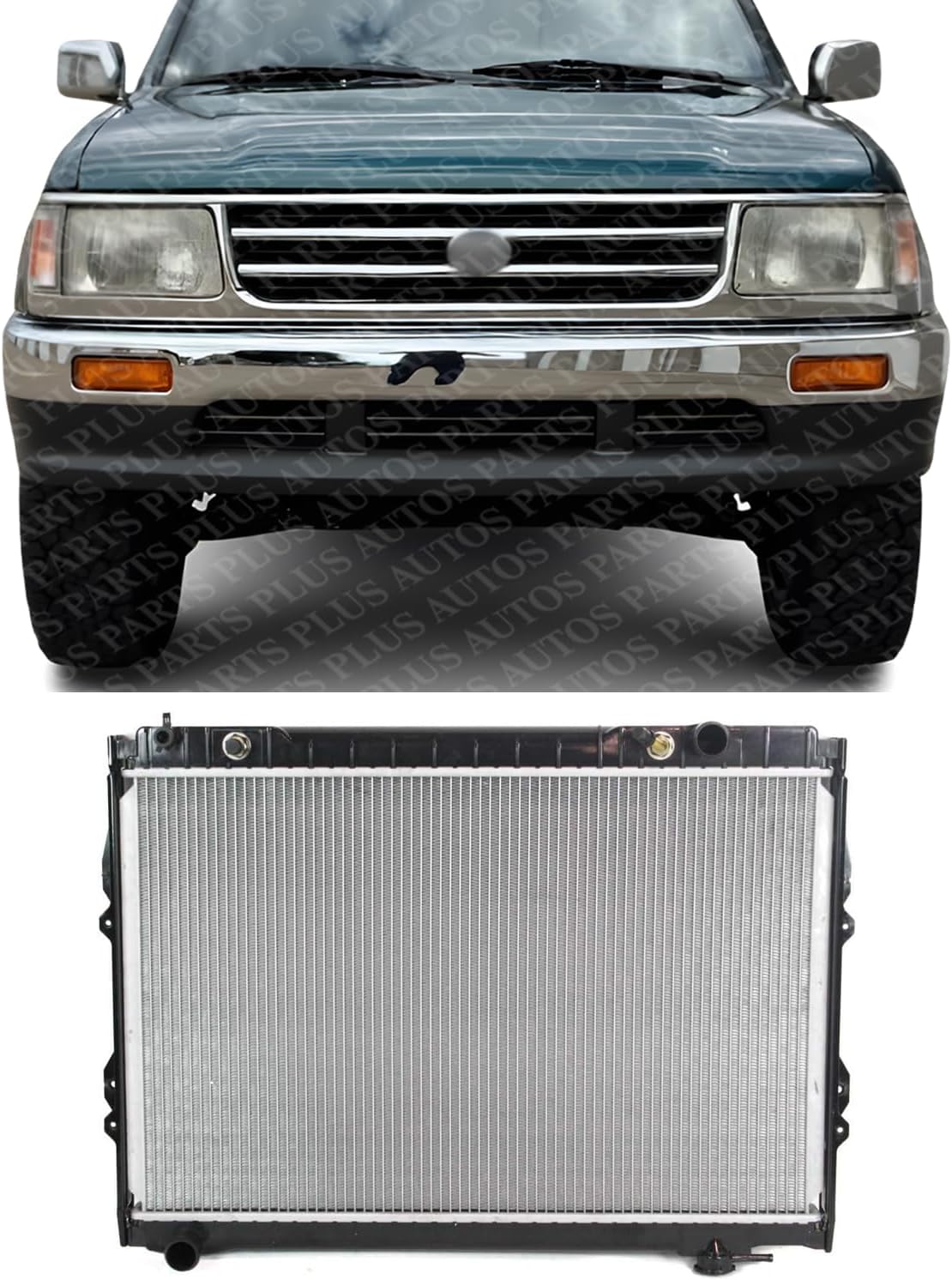 Front Radiator Aluminum Core Direct Replacement Compatible With 1993-1998 Toyota T100 TO3010189 164100W051