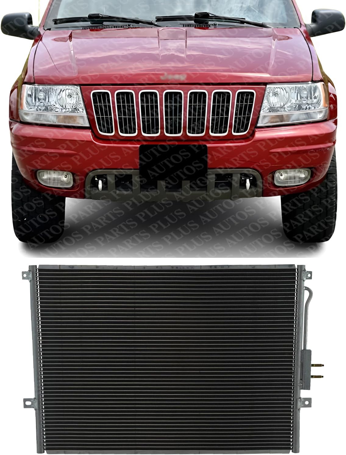 Front A/C Condenser Aluminum Core Direct Replacement Compatible With 1999-2003 Jeep Grand Cherokee CH3030152 55115918AE