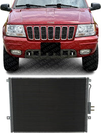 Front A/C Condenser Aluminum Core Direct Replacement Compatible With 1999-2003 Jeep Grand Cherokee CH3030152 55115918AE