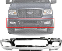 Front Bumper Face Bar Chrome Steel With Fog Light Holes Direct Replacement Compatible With 2004-2006 Ford F-150 FO1002390 4L3Z17757BA