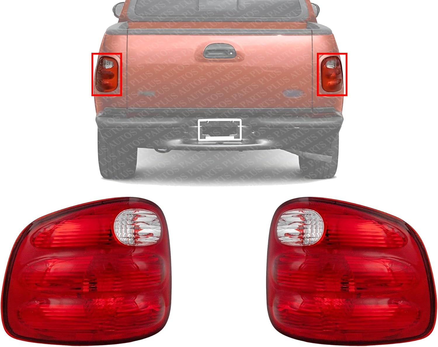 Set of 2 Tail Lights Lens And Housing Right Passenger & Left Driver Side Direct Replacement Compatible With 2000-2003 Ford F-150 FO2801178 FO2800178 YL3Z13404AA YL3Z13405AA
