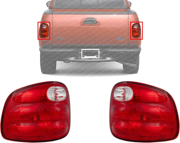 Set of 2 Tail Lights Lens And Housing Right Passenger & Left Driver Side Direct Replacement Compatible With 2000-2003 Ford F-150 FO2801178 FO2800178 YL3Z13404AA YL3Z13405AA