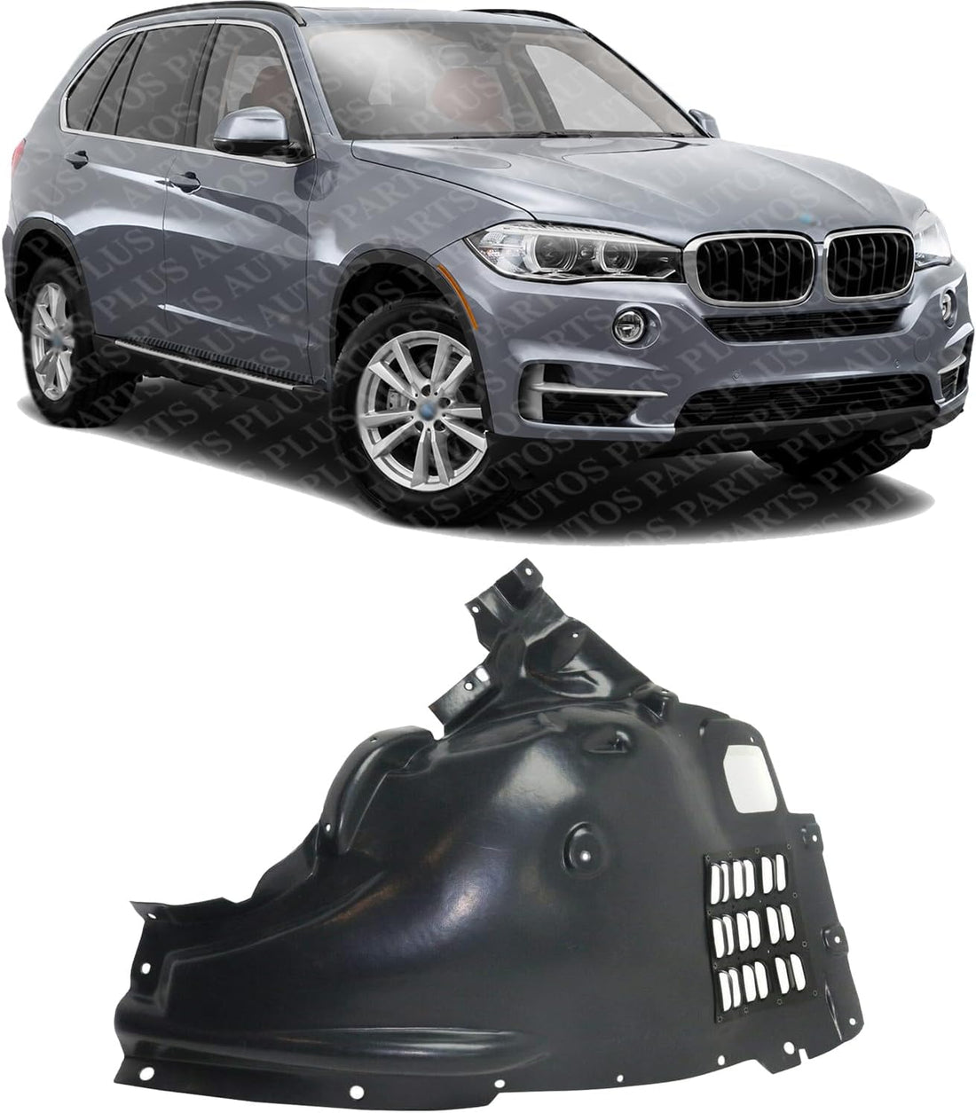 Front Section Fender Liner Plastic Right Passenger Side Direct Replacement Compatible With 2014-2018 BMW X5 BM1249152 51717290854 51717325616