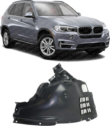 Front Section Fender Liner Plastic Right Passenger Side Direct Replacement Compatible With 2014-2018 BMW X5 BM1249152 51717290854 51717325616