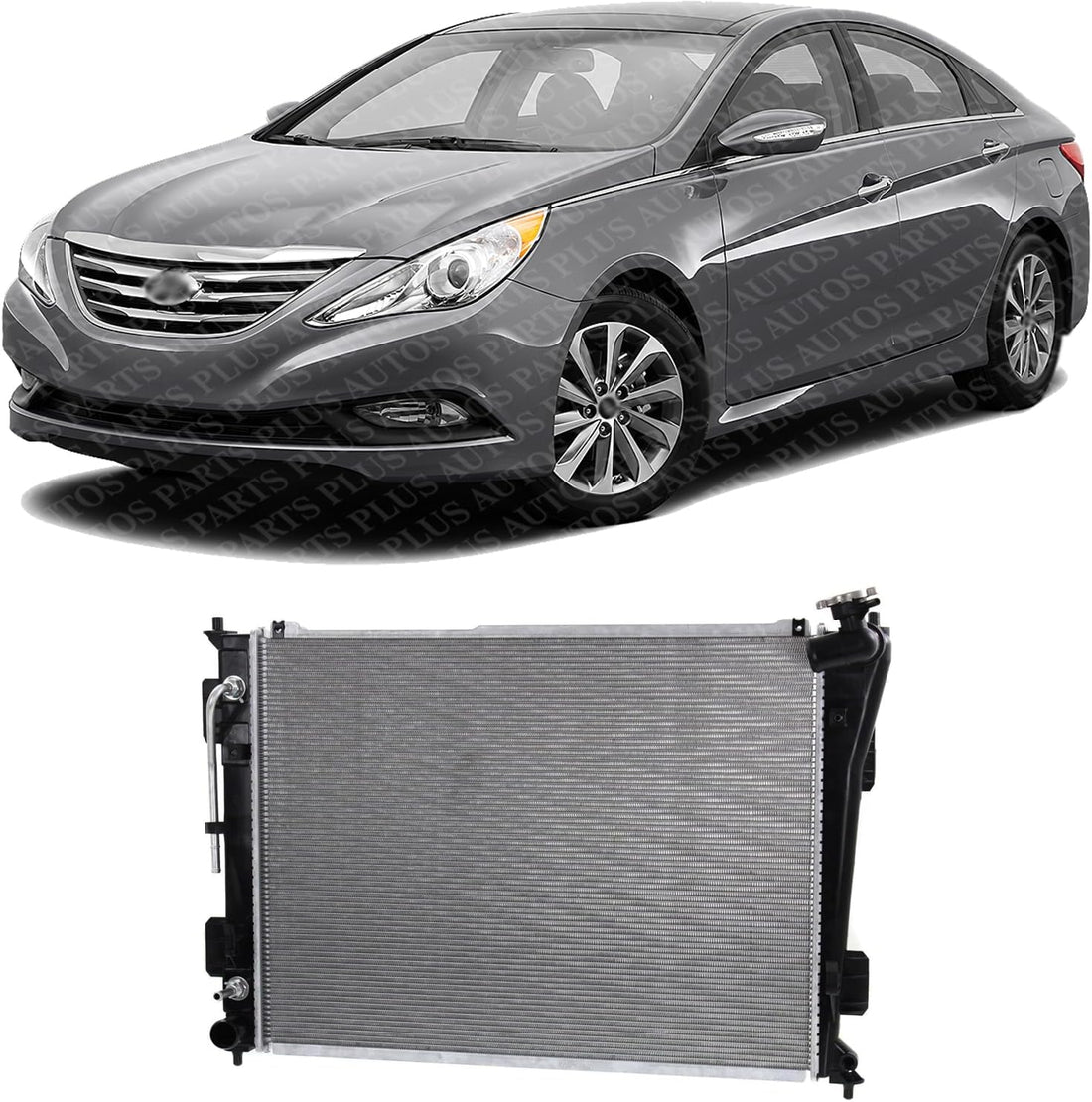 Front Radiator Aluminum Core Direct Replacement Compatible With 2011-2015 Kia Optima / 2011-2014 Sonata HY3010171 HY3010183 253103Q500 253103R700