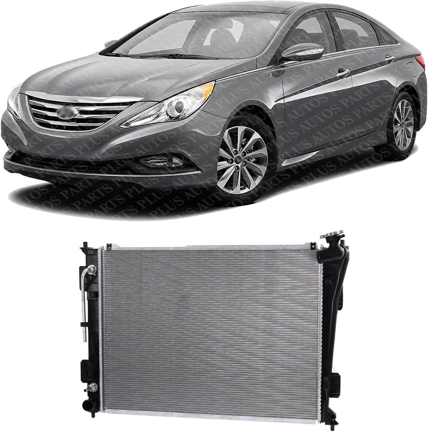Front Radiator Aluminum Core Direct Replacement Compatible With 2011-2015 Kia Optima / 2011-2014 Sonata HY3010171 HY3010183 253103Q500 253103R700