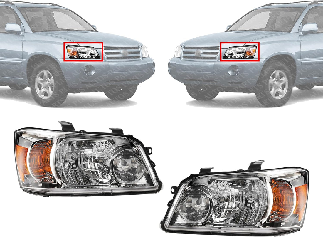 Set Of 2 Front Head Light Lens And Housing Right Passenger & Left Driver Side Direct Replacement Compatible With 2007 Toyota Highlander TO2518111 TO2519111 8113048550 8117048550