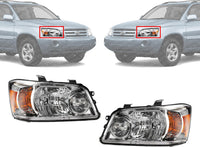 Set Of 2 Front Head Light Lens And Housing Right Passenger & Left Driver Side Direct Replacement Compatible With 2007 Toyota Highlander TO2518111 TO2519111 8113048550 8117048550