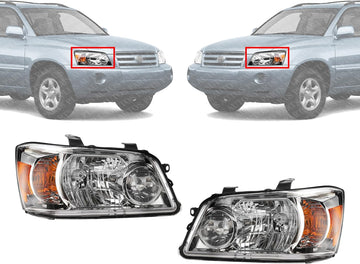 Set Of 2 Front Head Light Lens And Housing Right Passenger & Left Driver Side Direct Replacement Compatible With 2007 Toyota Highlander TO2518111 TO2519111 8113048550 8117048550