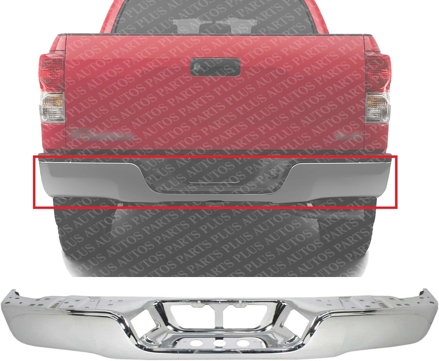 Rear Step Bumper Face Bar Chrome Steel Direct Replacement Compatible With 2007-2013 Toyota Tundra TO1102244 521510C060