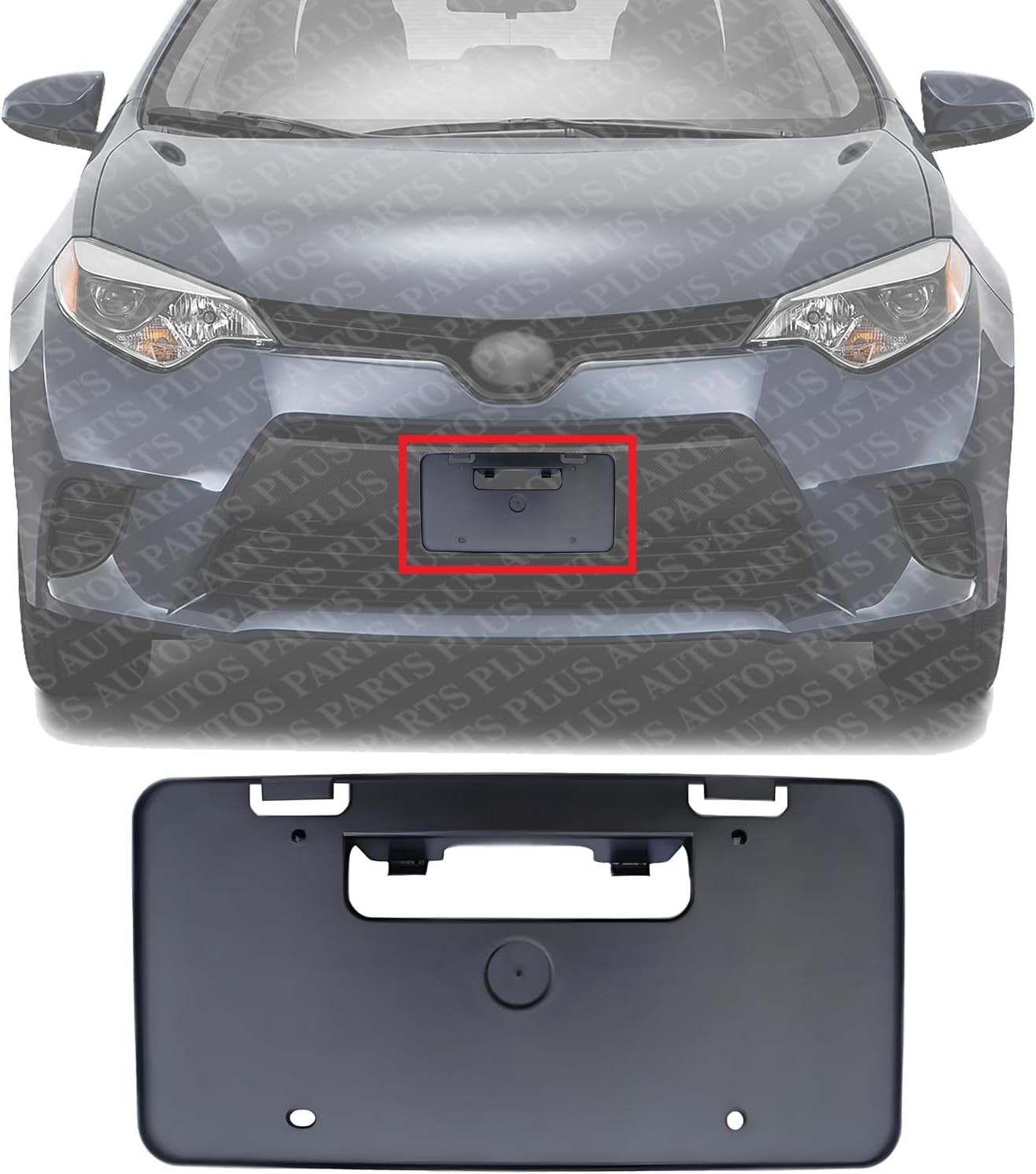Front License Plate Bracket Primed Plastic Direct Replacement Compatible with 2014-2016 Toyota Corolla TO1068122 5211402080