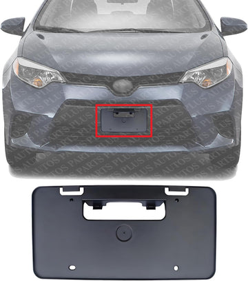 Front License Plate Bracket Primed Plastic Direct Replacement Compatible with 2014-2016 Toyota Corolla TO1068122 5211402080