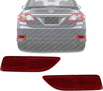 Set Of 2 Rear Bumper Reflector Left Driver & Right Passenger Side Direct Replacement Compatible With 2011-2013 Toyota Corolla ‎‎‎‎TO1184102 TO1185102 8191002130 8192002030