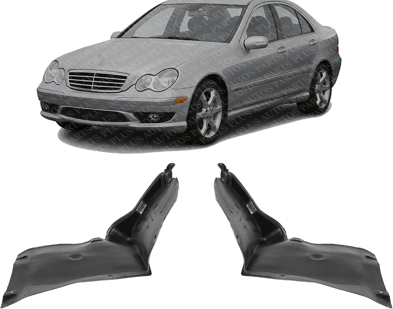Set Of 2 Front Lower Section Fender Liner Right & Left Side Direct Replacement Compatible With 2001-2007 Mercedes Benz C-Class MB1249114 MB1248183 2038810423 2038840822 2038810323