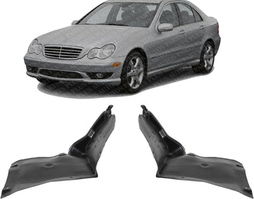 Set Of 2 Front Lower Section Fender Liner Right & Left Side Direct Replacement Compatible With 2001-2007 Mercedes Benz C-Class MB1249114 MB1248183 2038810423 2038840822 2038810323