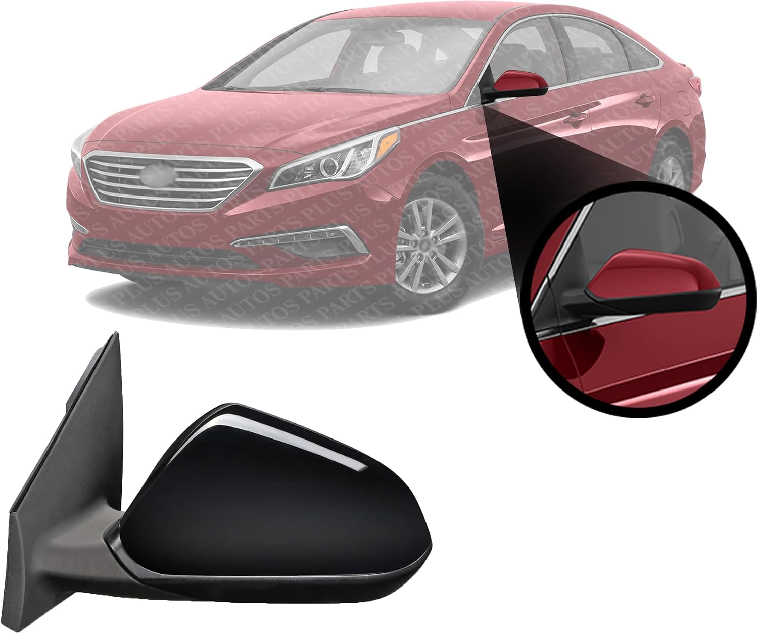 Front Power Mirror Heated Manual Folding Primed Plastic Left Driver Side Direct Replacement Compatible With 2015-2019 Hyundai Sonata HY1320203 87610C2000