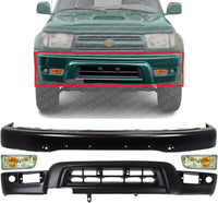 Front Bumper Face Bar Steel + Lower Valance Primed + Signal Light Set Of 2 Left Driver And Right Passenger Side Direct Replacement Compatible With 1999-2002 Toyota 4Runner TO1002166