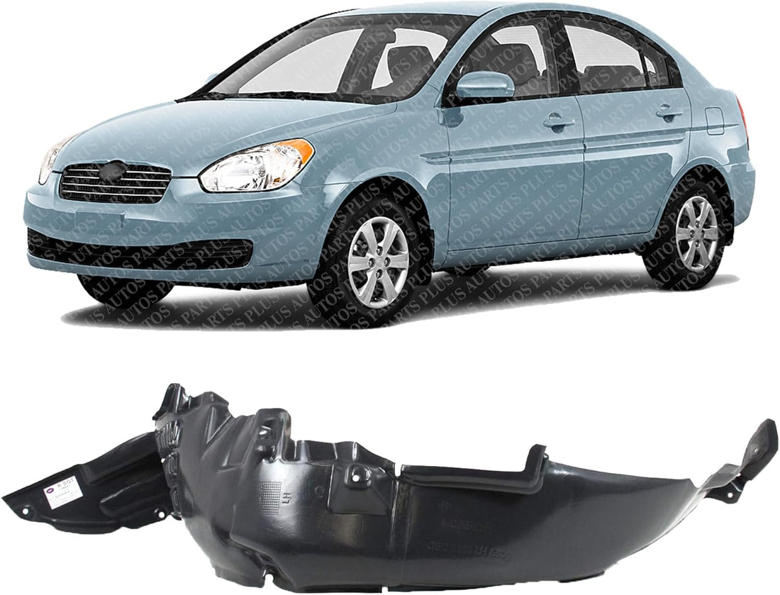 Front Fender Liner Left Driver Side Direct Replacement Compatible With 2006-2011 Hyundai Accent HY1250113 868111E000