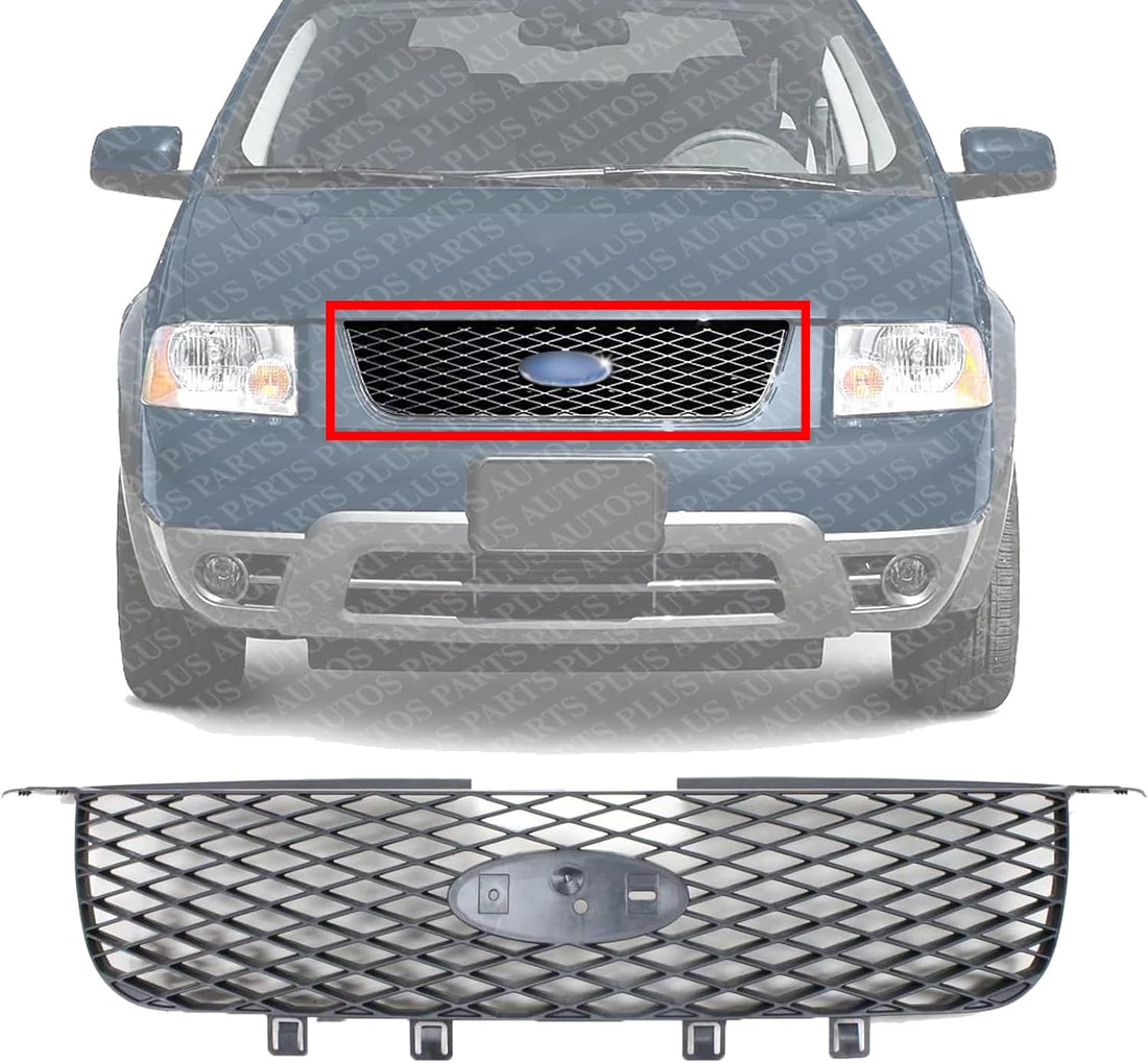 Front Grille Assembly Dark Gray Shell And Insert Direct Replacement Compatible With 2005-2007 Ford Freestyle FO1200480 5F9Z8200AAA