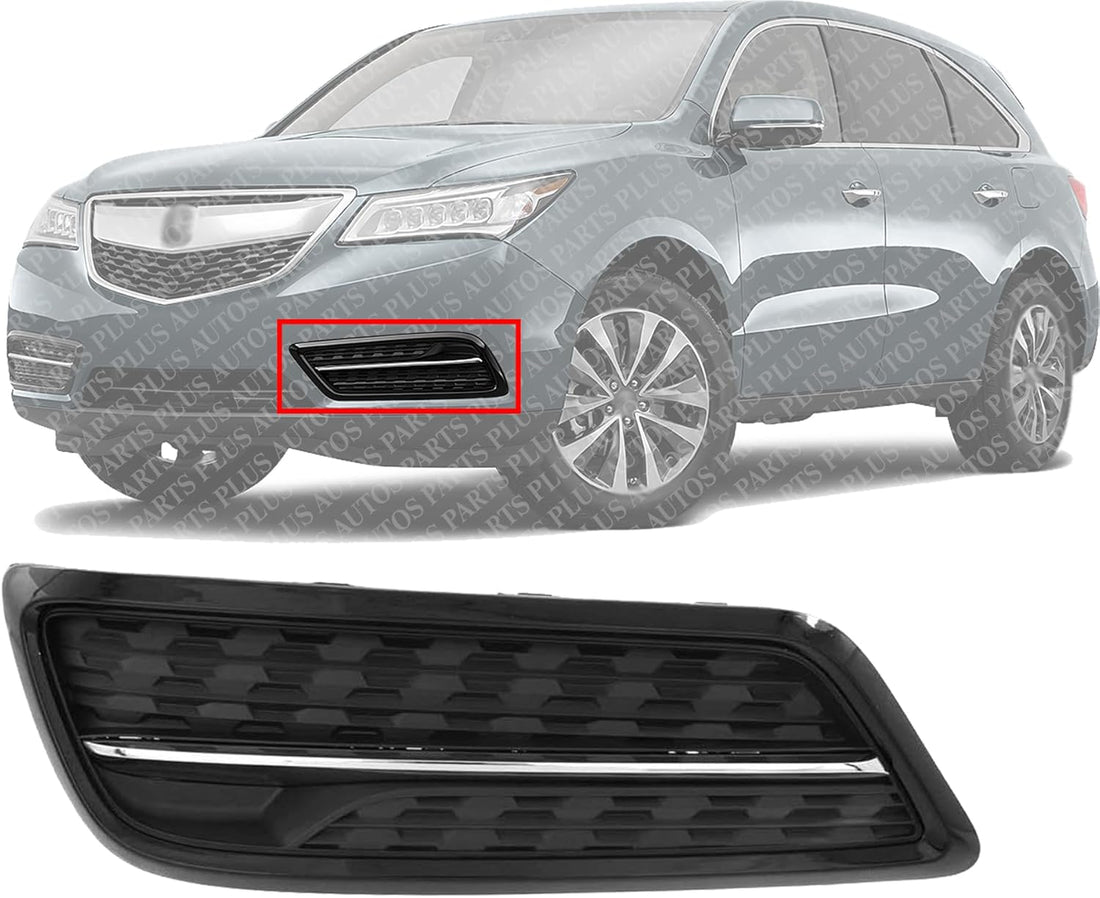 Front Fog Light Cover Painted Black And Chrome Direct Replacement Compatible With 2014-2016 Acura MDX AC1038105 71107TZ5A01