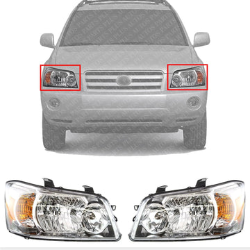 Set Of 2 Front Headlight Assembly Right Passenger & Left Driver Side Direct Replacement Compatible With 2004-2006 Toyota Highlander 8117048280-PFM 8113048280-PFM