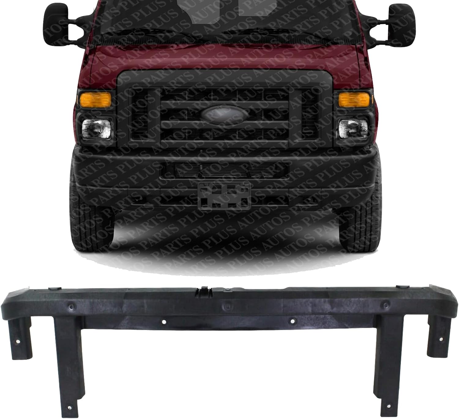 Front Upper Grille Header Panel Plastic Direct Replacement Compatible With 2008-2021 Ford E-Series FO1223112 8C2Z8A284A