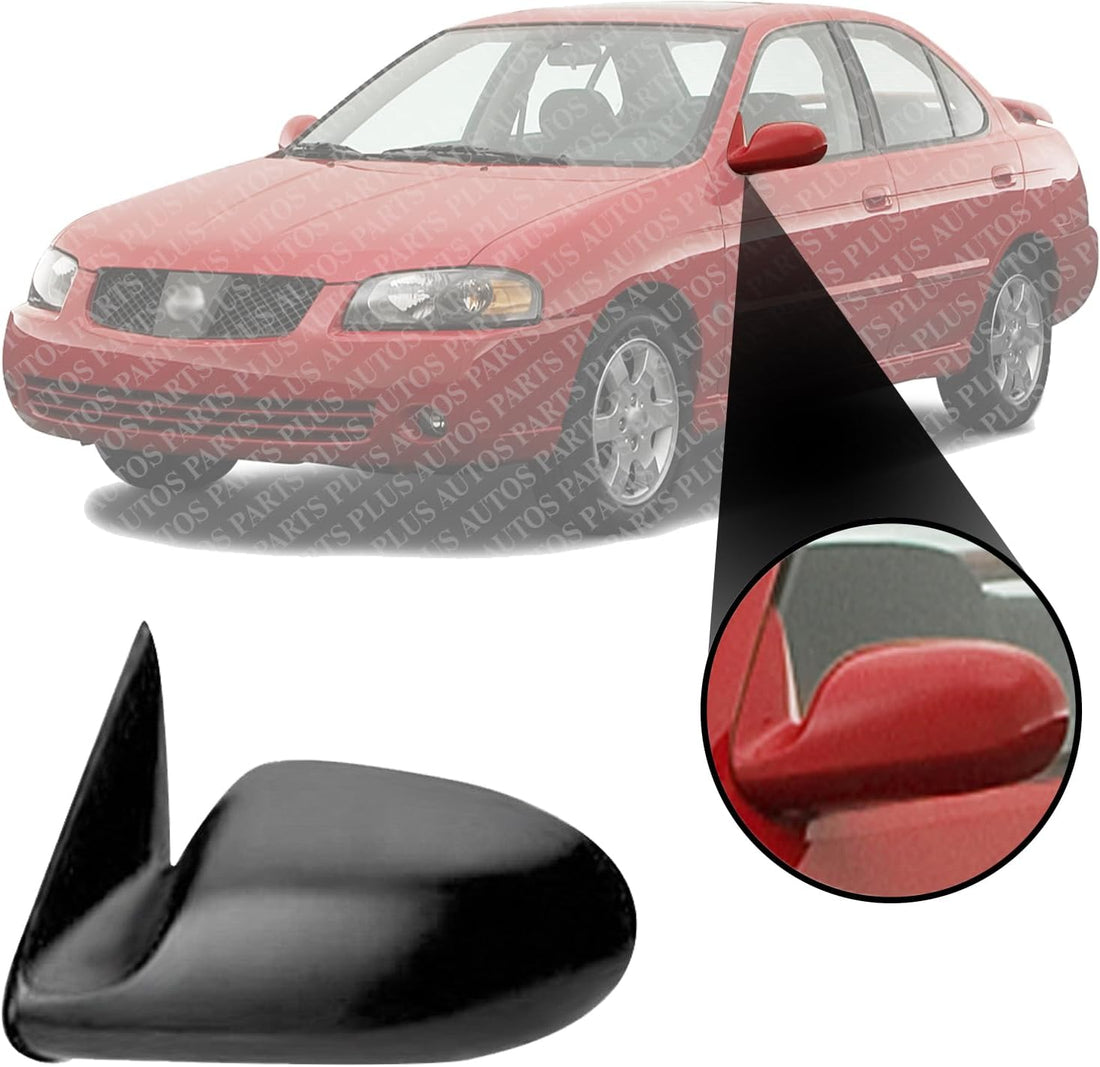 Front Power Mirror Manual Remote Non-Folding Primed Left Driver Side Direct Replacement Compatible With 2000-2006 Nissan Sentra NI1320134 963025M100