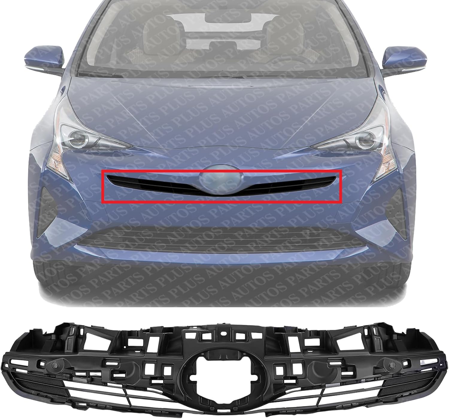 Front Grille Assembly Textured Dark Gray Shell And Insert Plastic Direct Replacement Compatible With 2016-2018 Toyota Prius TO1200410 5310147081
