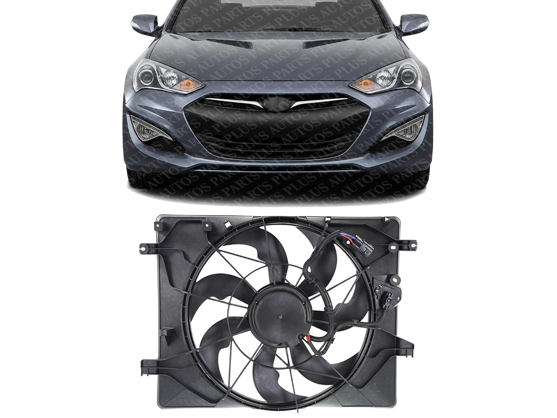 Front Radiator Single Fan Assembly Direct Replacement Compatible with 2013-2016 Hyundai Genesis Coupe HY3115148 253802M280