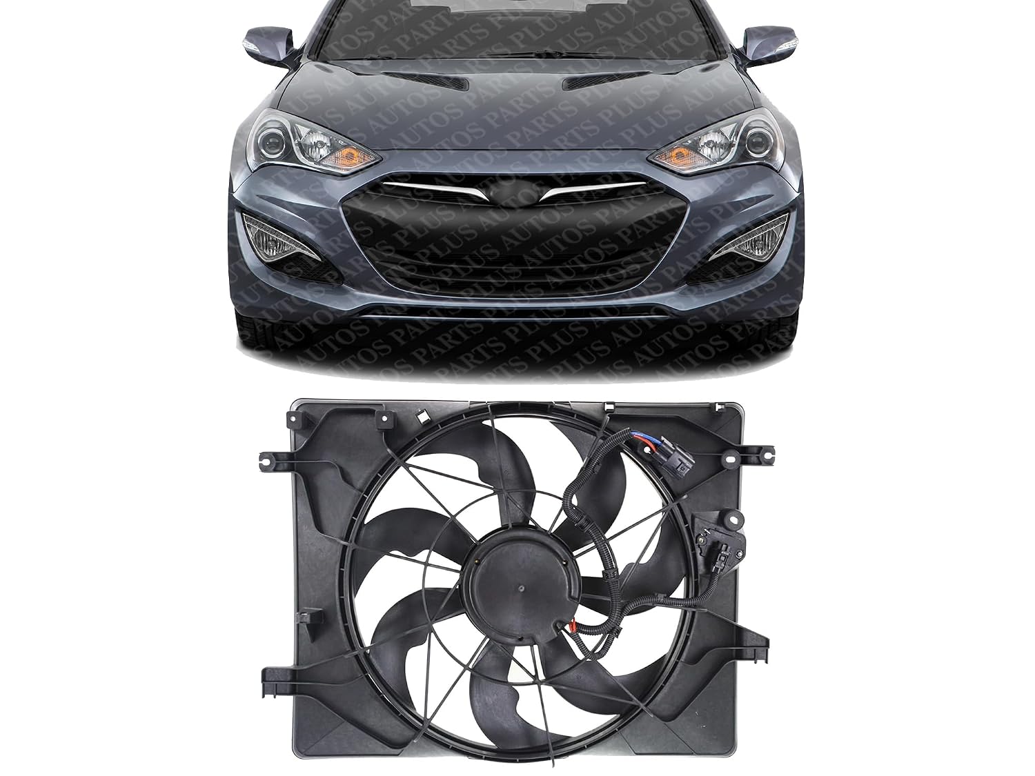 Front Radiator Single Fan Assembly Direct Replacement Compatible with 2013-2016 Hyundai Genesis Coupe HY3115148 253802M280
